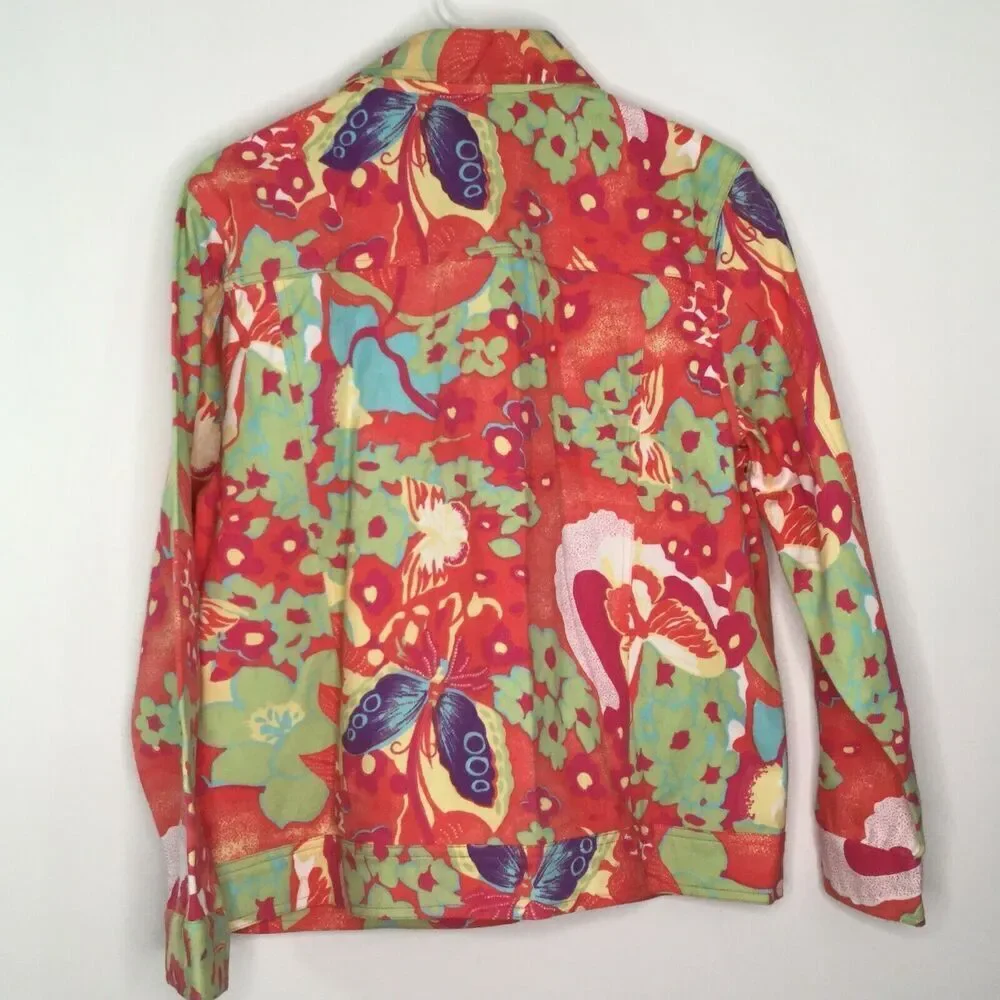 Tropico Women's Denim Jacket Multi Floral Size Medium NEW